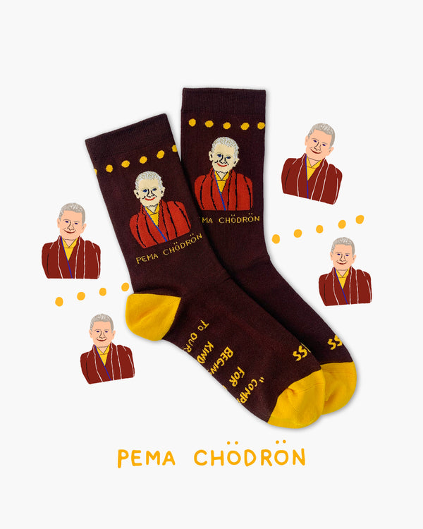Pema Chödrön Brown Crew Socks