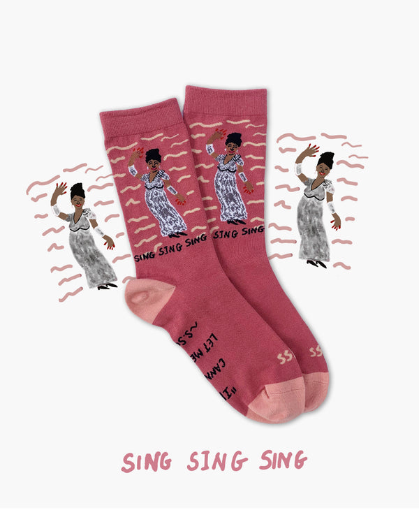 Female Singer Rose Pink Crew Socks