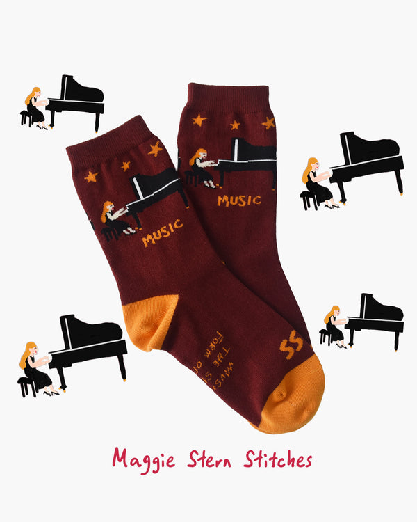 Music Piano Crew Socks