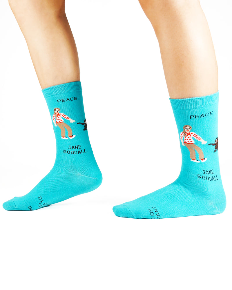 Jane Goodall And David Greybeard  Crew Socks