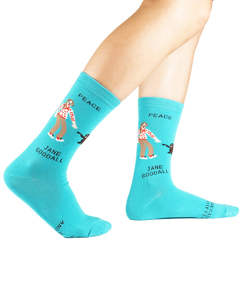 Jane Goodall And David Greybeard  Crew Socks