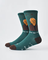 Thich Nhat Hanh Dark Green Crew Socks