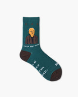 Thich Nhat Hanh Dark Green Crew Socks