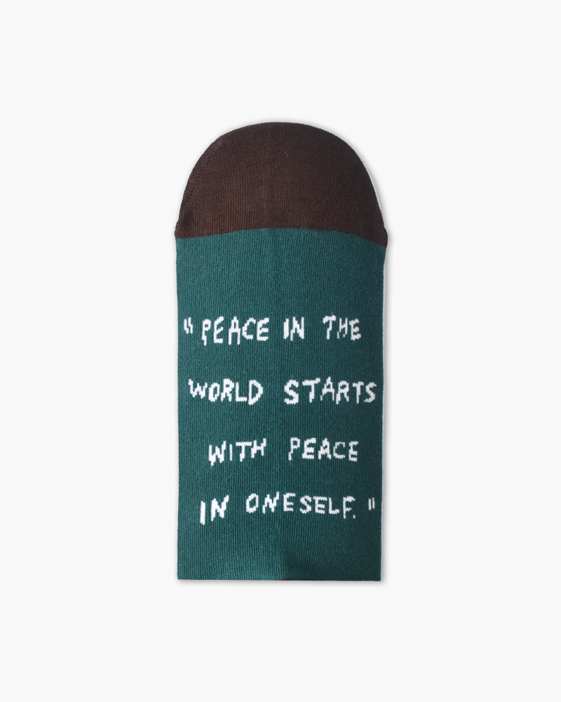 Thich Nhat Hanh Dark Green Crew Socks