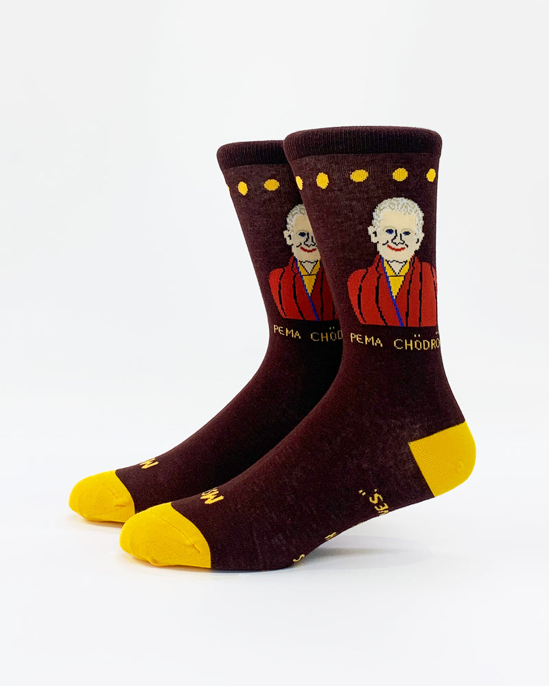 Pema Chödrön Brown Crew Socks