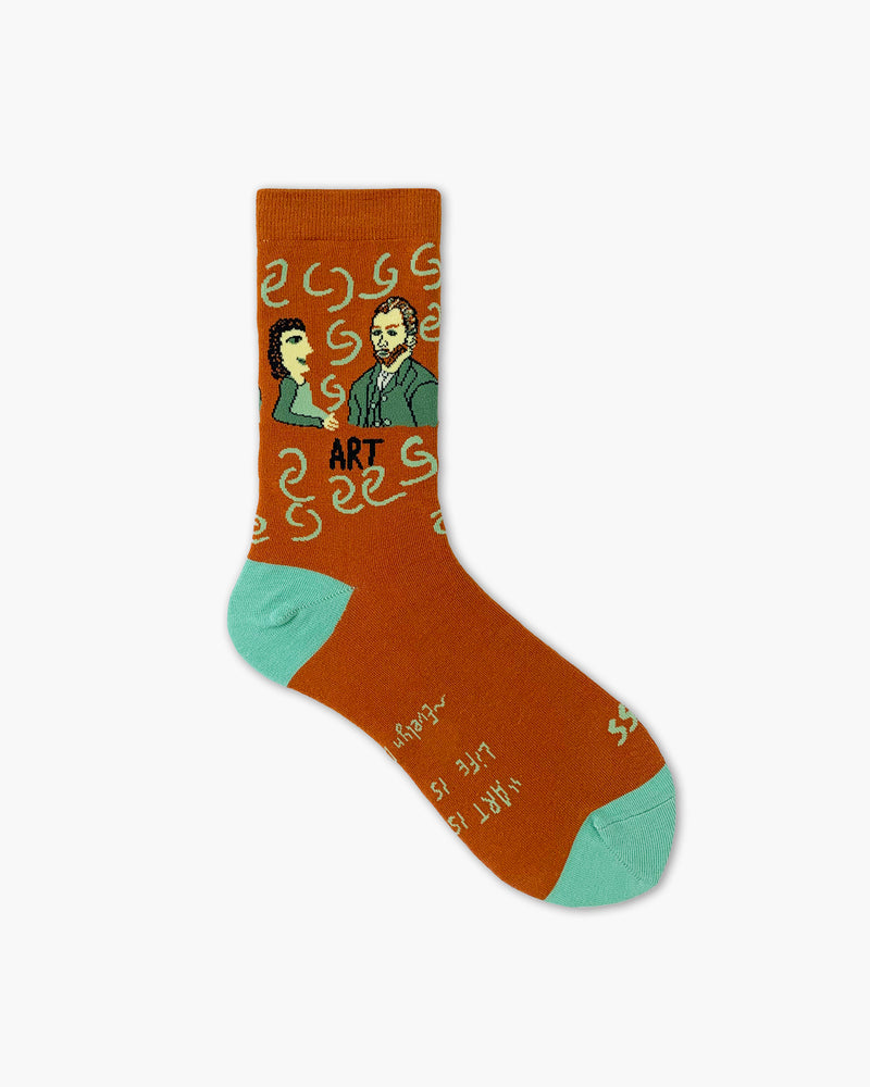 Art Vincent van Gogh Brown Crew Socks