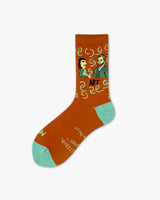 Art Vincent van Gogh Brown Crew Socks