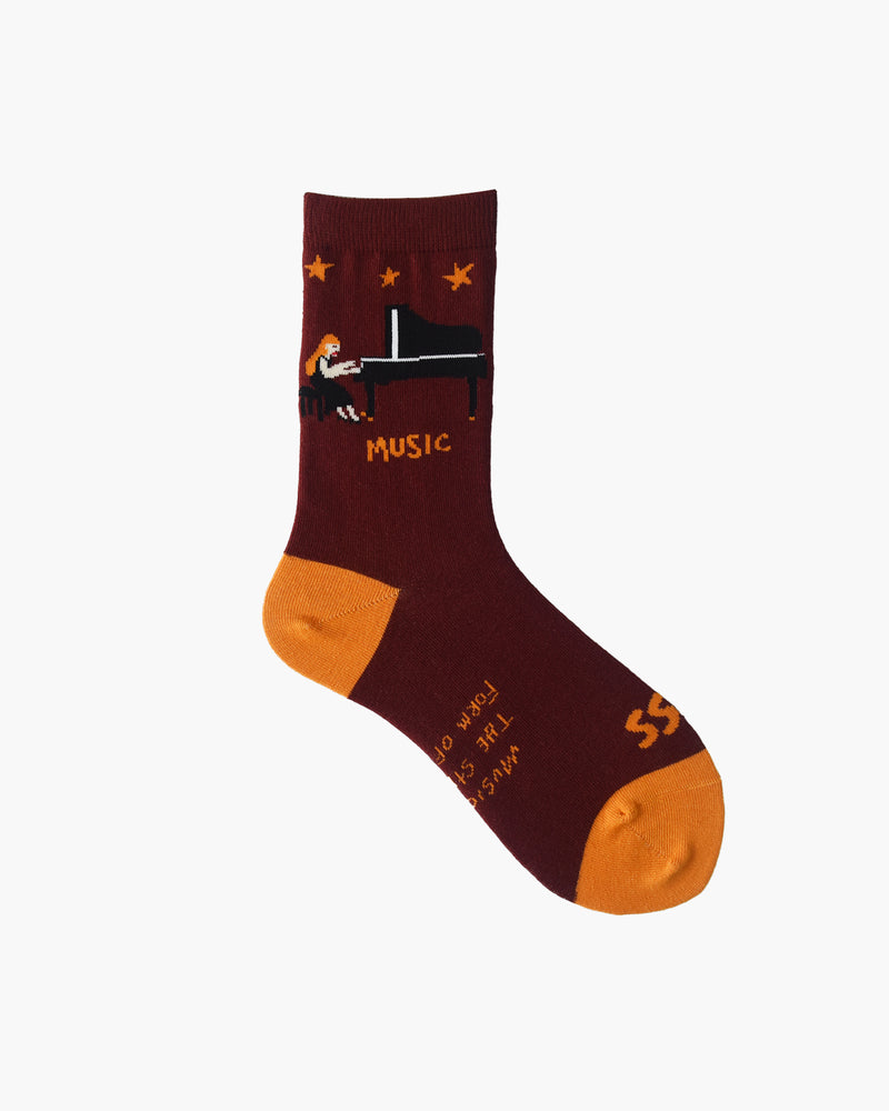 Music Piano Crew Socks